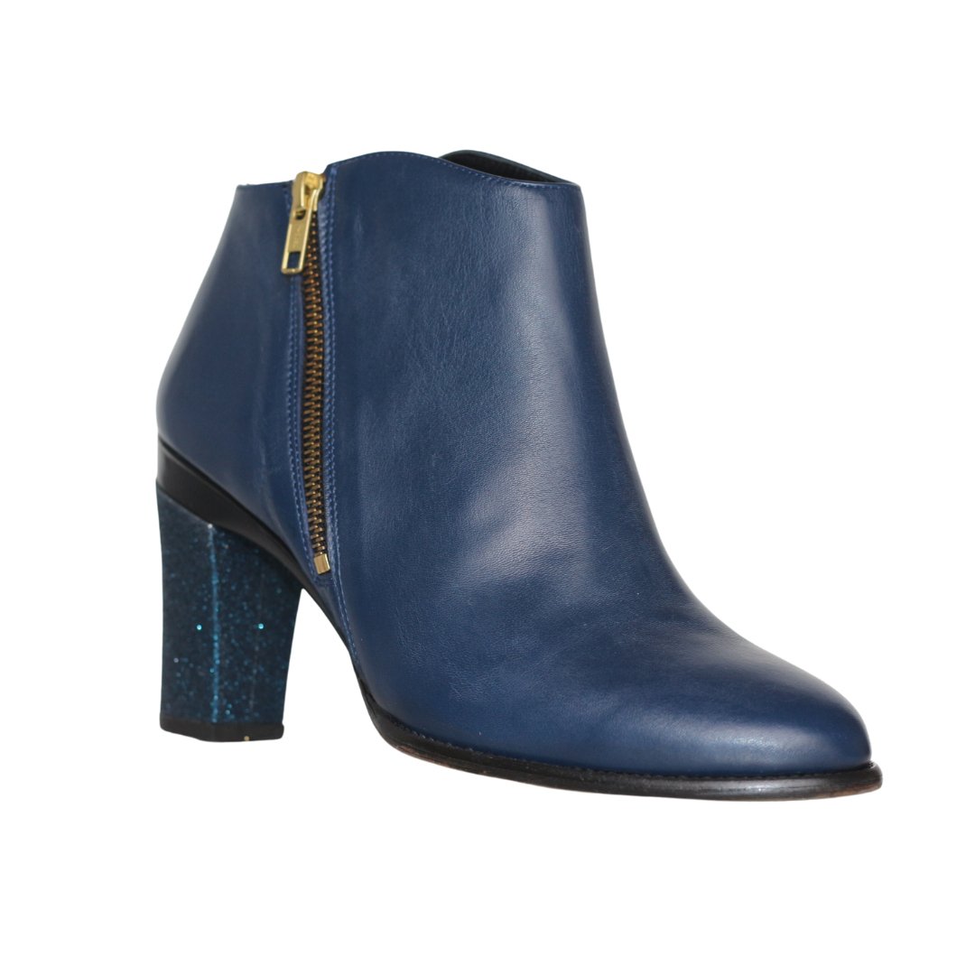 Portia Blue Lambskin Ankle Boot