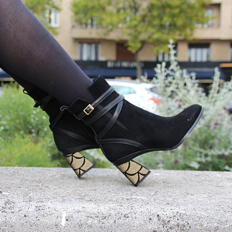 Bottine noire talon amovible